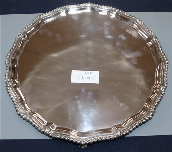 A George VI silver salver, Barker Brothers Silver Ltd, Birmingham, 1938, 32.5 oz.